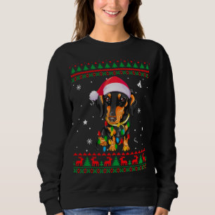 Camiseta Xmas Ugly Sweet Christmas Lights Dachshund Dog L