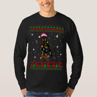 Camiseta Xmas Ugly Sweet Christmas Lights Doberman Dog Lo