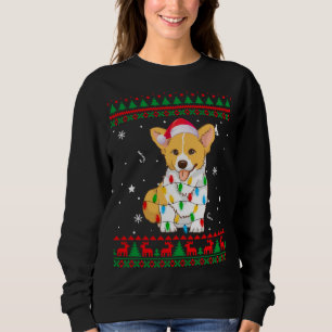 Camiseta Xmas Ugly Sweet Natal Lights Corgi Dog Lover