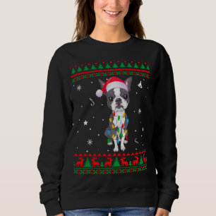 Camiseta Xmas Ugly Sweet Natal Luz Boston Terrier