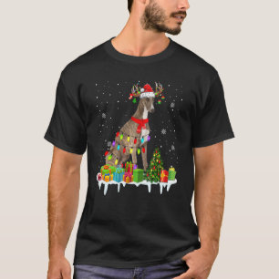 Camiseta Xmas Whippet Christmas Lights Papais noeis Reindeo