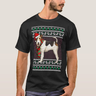 Camiseta Xmas Wire Fox Terrier Dog Santa Hat Feia Natal