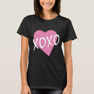 Camiseta XOXO, abraços pretos, cor de rosa, abraços