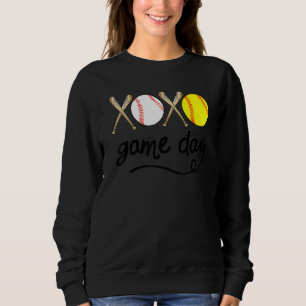 Camiseta XOXO Dia de Jogo de Beisebol Softbol Amor Vintage 
