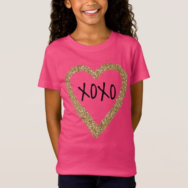 Camiseta XOXO Dourado do Coração da Lente (Frente)