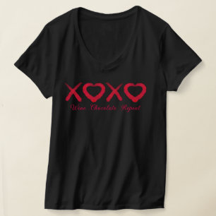 Camiseta XOXO, que se diverte, adora beijos vinho chocolate