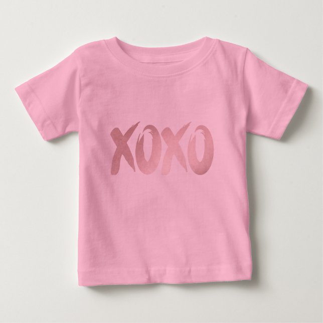 Camiseta XOXO Rosa | Escrita Escova Escorregada À Mão (Frente)