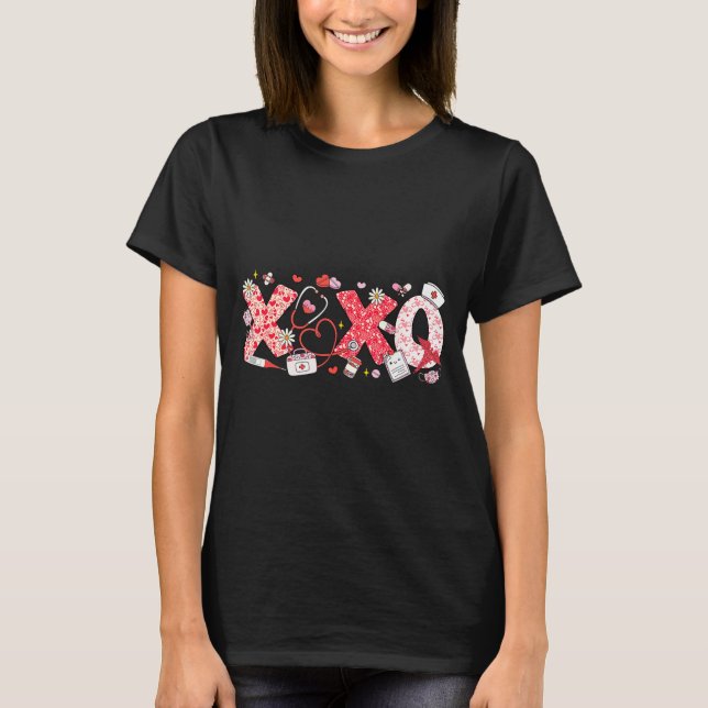 Camiseta Xoxo Stethoscope Valentine Rn Pct Cna Nurse Nurse  (Frente)