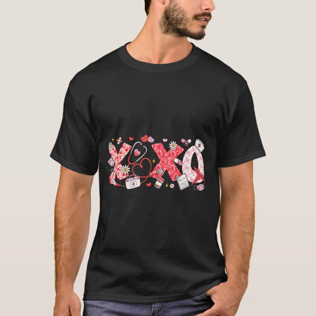Camiseta Xoxo Stethoscope Valentine Rn Pct Cna Nurse Nurse  (Frente)