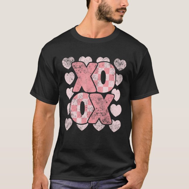 Camiseta XOXO Valentine's Day Retro Groovy Love Valentine H (Frente)