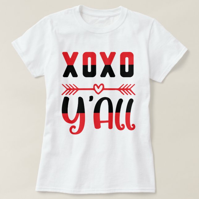 Camiseta XOXO Y'all Dia de os namorados Women's (Frente do Design)
