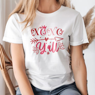 Camiseta XOXO Y'all Pink Arrow and Hearts Dia de os namorad
