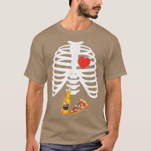 Camiseta Xray Skeleton Rib Cage Beer Pizza Halloween Fastfo