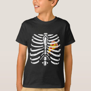 Camiseta Xray Skeleton Rib Cage Pizza Dia de as Bruxas engr
