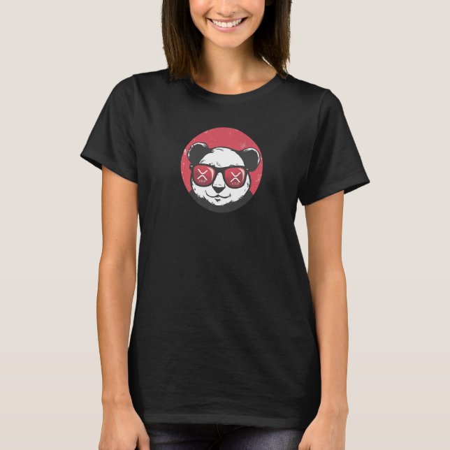 Camiseta Xrp Cute Crypto Panda Sun Óculos Retro (Frente)