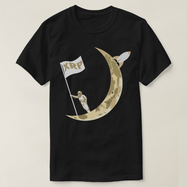 Camiseta XRP Para O Cripto Do Astronauta XRP Da Lua (Frente do Design)