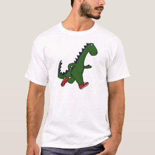 Camiseta XX- dinossauro engraçado da corrida com sapatilha