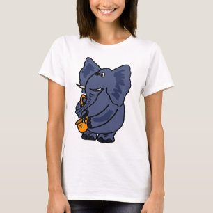 Camiseta XX- elefante que joga o saxofone