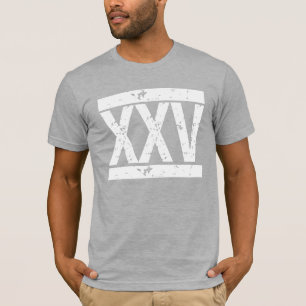 Camiseta XXV T do aniversário dos NUMERAIS romanos 25o