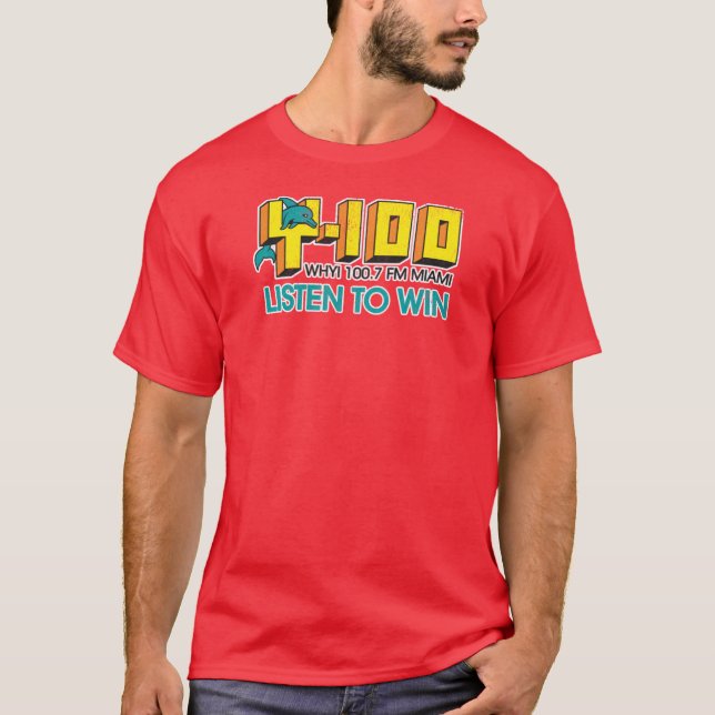 Camiseta Y100 FM Miami Ouça Para Ganhar (Frente)