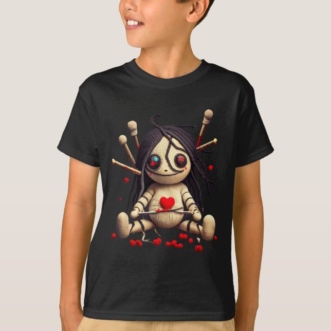 Camiseta Y Cute Sitting Voodoo Doll Halloween Valentine Day (Frente)