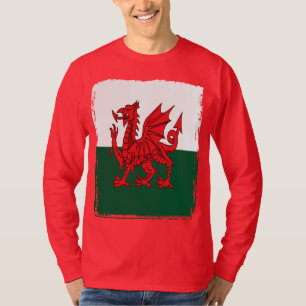 Camiseta Y Ddraig Goch A Bandeira Galesa Grunge do Dragão V