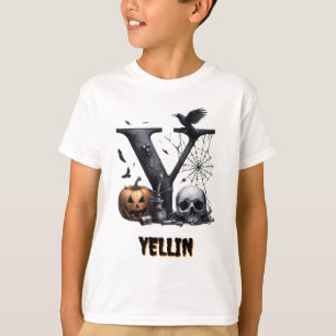 Camiseta Y Inicial Truque ou Travessura Fofo Halloween