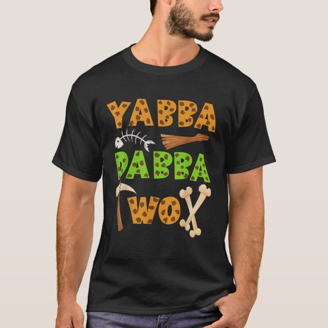 Camiseta Yabba Dabba TWO Caveman segundo Birthda (Frente)
