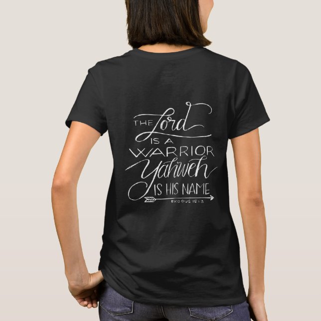 Camiseta Yahweh -Êxodo 15:3 (Verso)