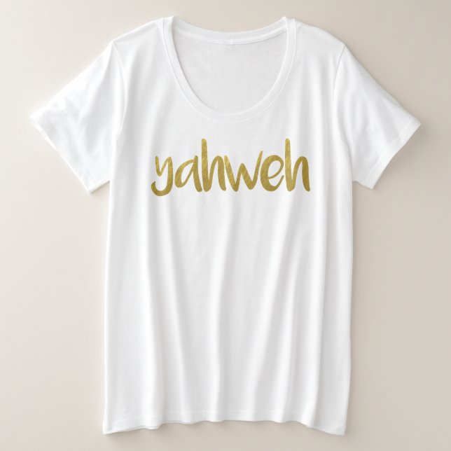 Camiseta YAHWEH: Letra Dourada Hebraica Nome De Deus T-Shir (Frente do Design)
