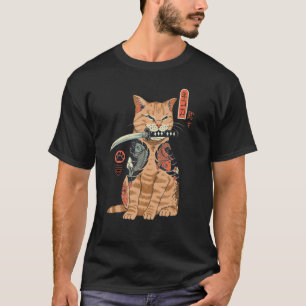 Camiseta Yakuza Cat Japonês Samurai Sword Katana Japão Tig