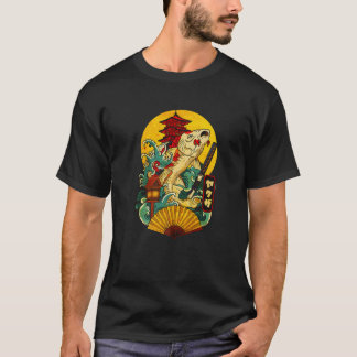 Camiseta Yakuza Japonês Estético Koi Carp Com Katana Swo