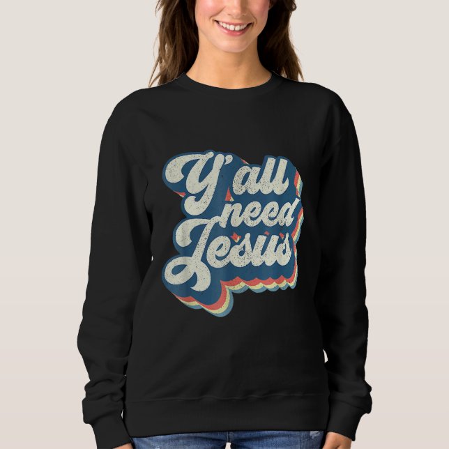 Camiseta Yall Need Jesus Christian Retro 70s Bible Scriptur (Frente)