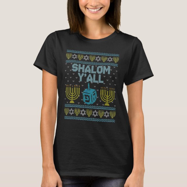 Camiseta Y'all Shalom Southern Jewish Ugly Hanukkah Chanukk (Frente)