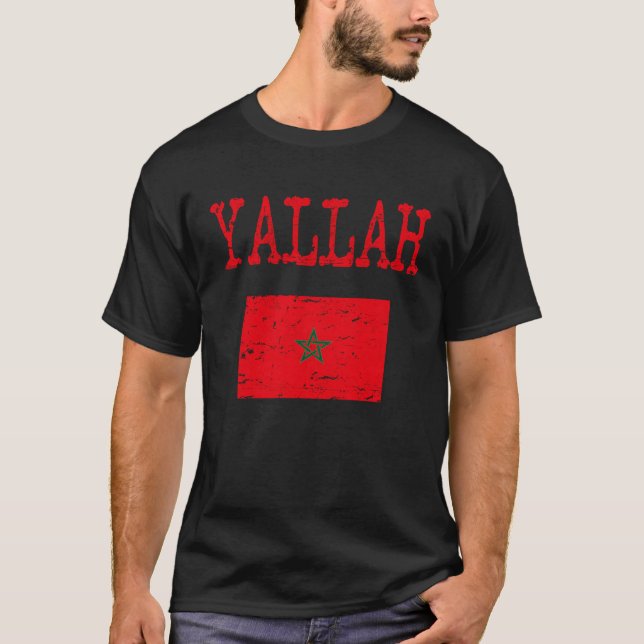 Camiseta Yallah pavilhão árabe marroquino (Frente)