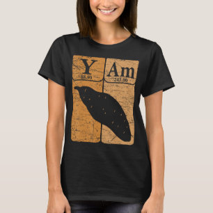 Camiseta Yam Periódicos Elementos de Mesa Batata Doce Retro