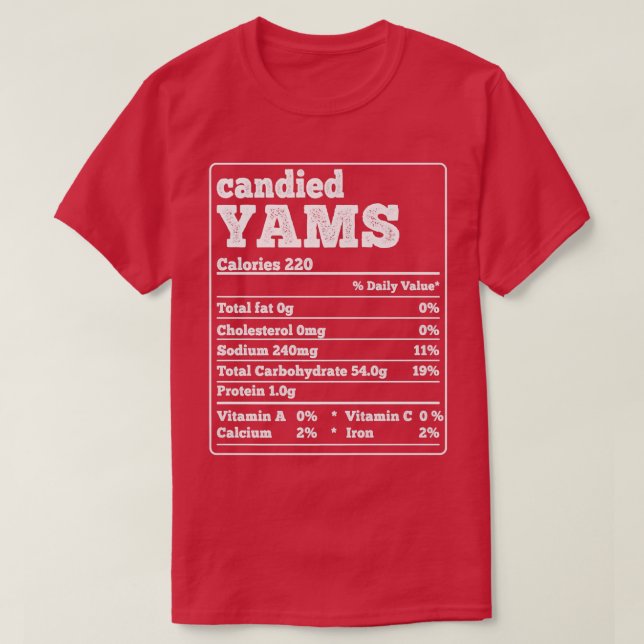 Camiseta Yams Fatos Ingredientes Engraçado Obrigado de Food (Frente do Design)
