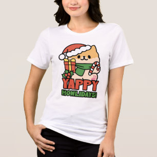 Camiseta Yappy Howlidays - Bela Cartoon de Cão de Natal
