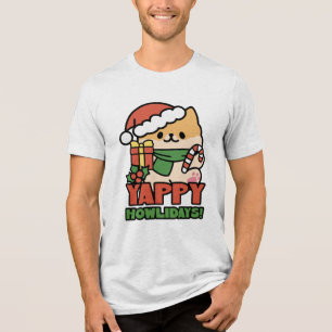 Camiseta Yappy Howlidays - Bela Cartoon de Cão de Natal