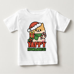 Camiseta Yappy Howlidays - Bela Cartoon de Cão de Natal