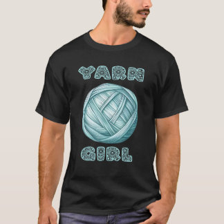 Camiseta Yarn Girl Womens tricotando crochê costurando cita