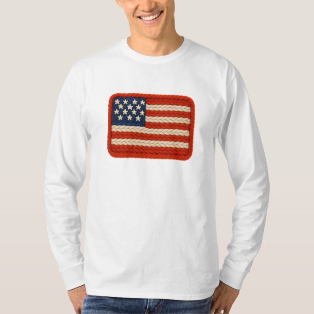 Camiseta Yarn USA Flag Trabalho de arte (Frente)