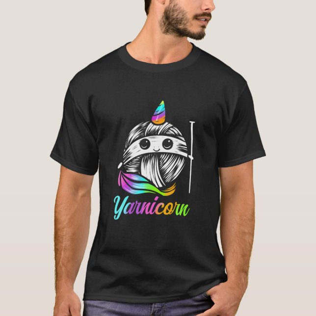 Camiseta Yarnicorn - Cute Knitting E Yarn Unicorn (Frente)