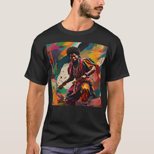 Camiseta Yasuke African Samurai Warrior Abstrato (Frente)
