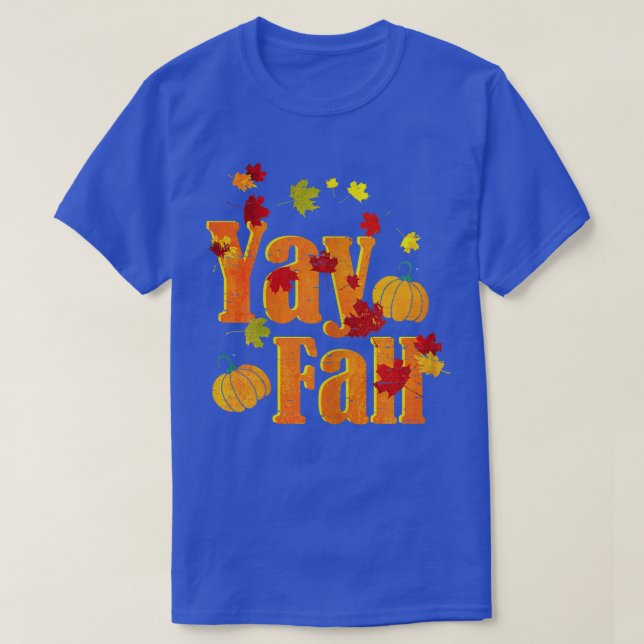 Camiseta Yay FallAutumn Fall Themed Design com queda de Lea (Frente do Design)