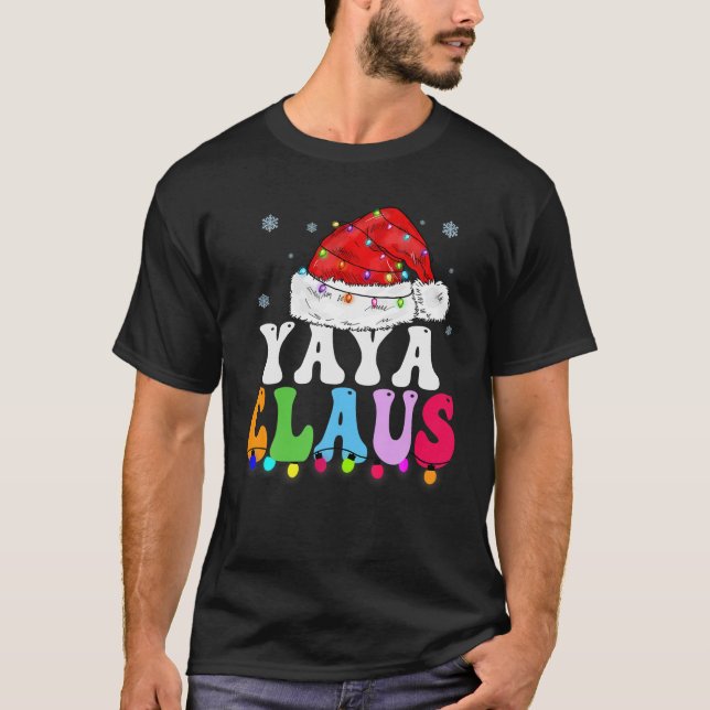 Camiseta Yaya Claus Funny Família Xmas Correspondendo Vovó  (Frente)