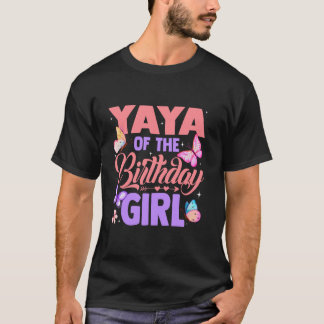Camiseta Yaya Da Menina De Aniversário Festa De Borboleta C