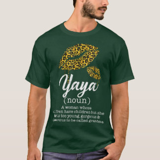Camiseta Yaya Leopardo Lábios Engraçada Avó Significando Mã