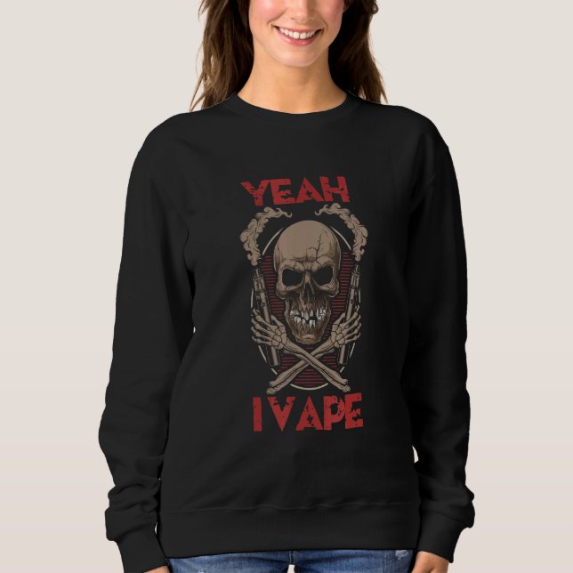 Camiseta Yeah I Vape Gothic Skull with Bones Holding Vaping (Frente)