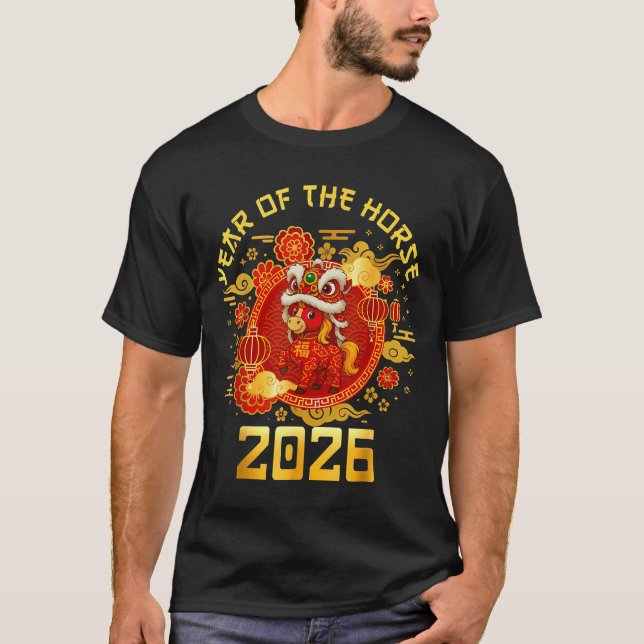 Camiseta Year Of The Horse 2026 Family Matching Mens Womens (Frente)